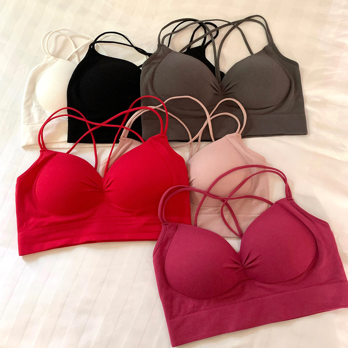 安妮不火辣妹自带胸垫胸衣2024春夏新款微胖大码内搭运动挂脖文胸,女装/女士精品,背心吊带,淘宝优惠券,粉丝福利购,淘宝优惠卷