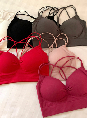 安妮不火辣妹自带胸垫胸衣2024春夏新款微胖大码内搭运动挂脖文胸