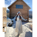 氛围感两件套装 安妮不火 菱形格夹棉背带收腰A字连衣裙女微胖大码