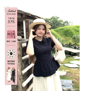 收腰短袖 安妮不火 告白手信學(xué)院派冰感娃娃領(lǐng)襯衫 女微胖大碼 上衣