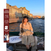 安妮不火托斯卡纳日光高智感两穿风衣女微胖大码 收腰荡领风衣外套