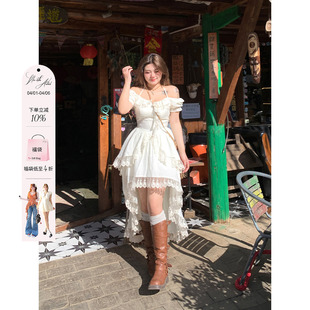 微胖大码 挂脖裙 新款 安妮不火不规则chao仙氛围感连衣裙女2024夏季