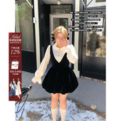 微胖大码 安妮不火 甜美丝绒连衣裙女2025秋冬新款 显瘦气质花苞裙
