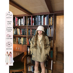 安妮不火气质廓形系带收腰立领风衣女微胖大码 氛围感宽松显瘦外套