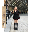 两件套装 安妮不火 微胖大码 女2025秋冬新款 甜酷风呢子连衣裙套装