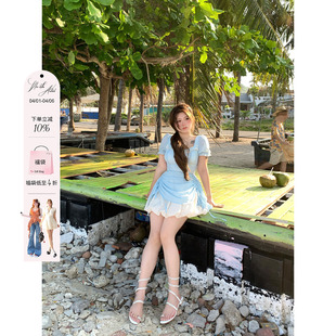 甜美抽绳褶皱蓬蓬裙微胖大码 收腰公主小裙子 美泉宫木影 安妮不火