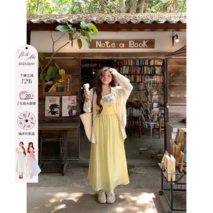 微胖大码 新款 长裙 金盏铃兰温柔钩编花拼接吊带裙女夏季 安妮不火
