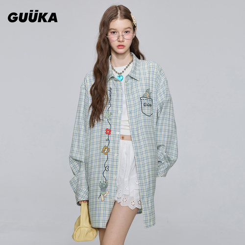 郭赫轩同款GUUKA攀爬格纹衬衫