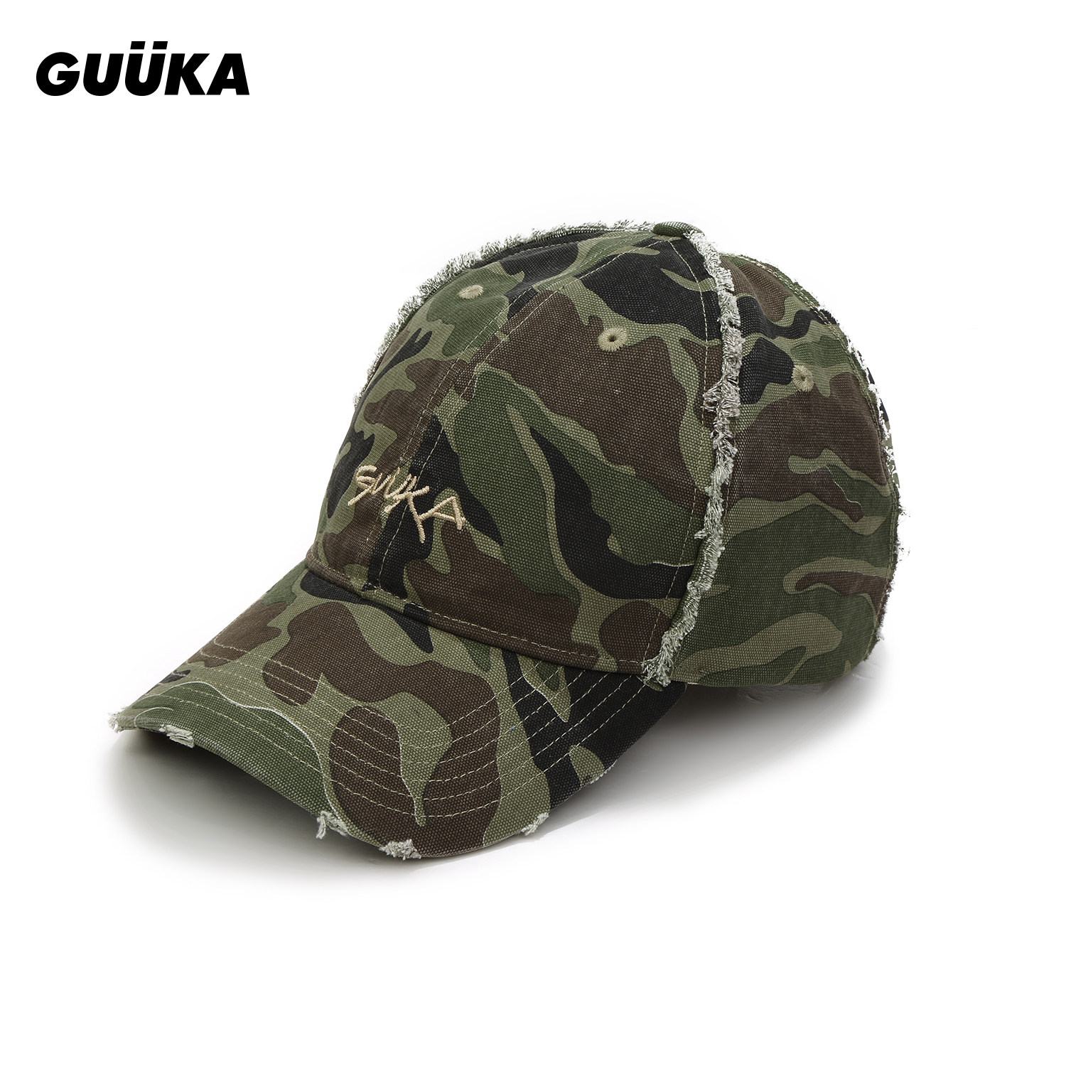 GUUKA潮牌迷彩做旧遮阳棒球帽图片
