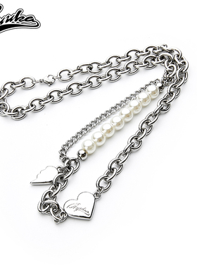 刘宇金晨于文文同款项链 GUUKA潮牌街头个性爱心珍珠情侣吊坠百搭
