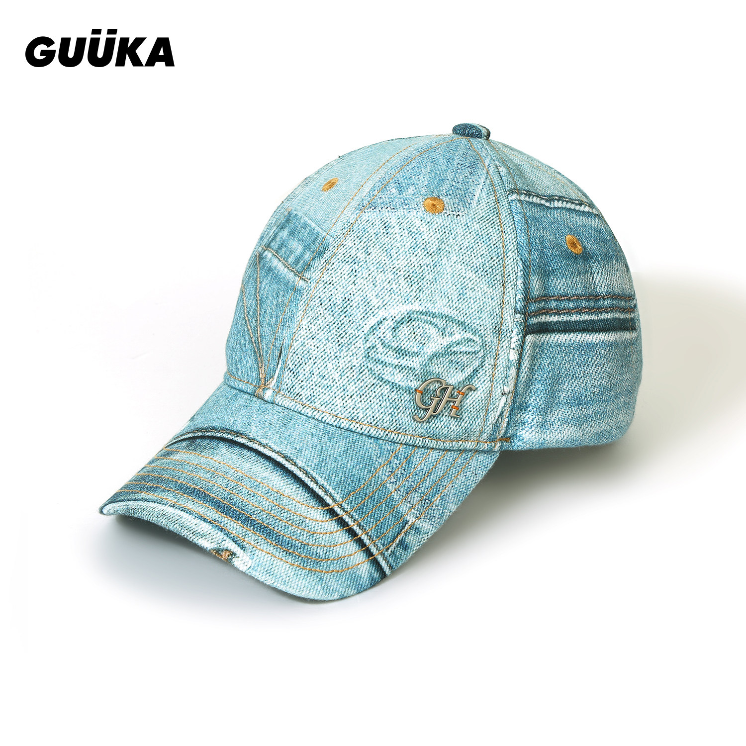 GUUKA牛仔字母防晒显脸小鸭舌帽图片
