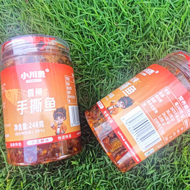 小川贵香辣手撕鱼248g即食罐装