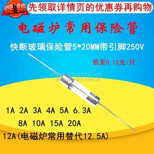 适用九阳电磁炉配件大全保险丝管带引脚5 20MM引脚12A10A15A250V