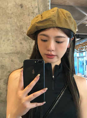 小头入！日系薄款做旧水洗棉贝雷帽子女2026新款百搭复古画家帽潮