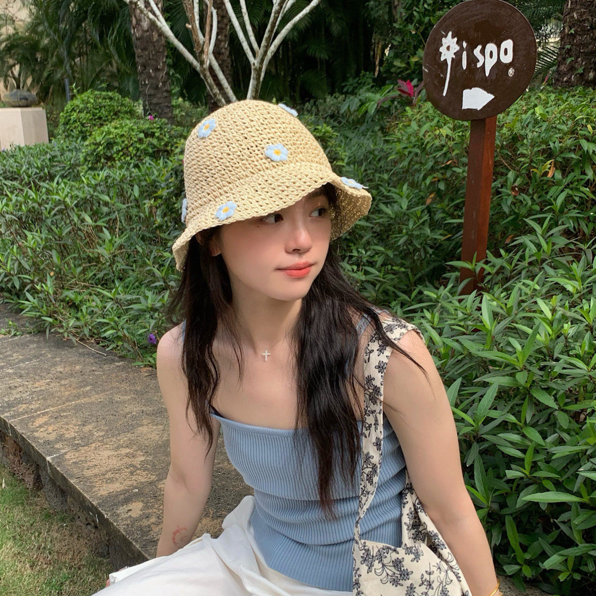 丁走走夏季出游小清新花朵草帽度假海边沙滩拍照凹造型遮阳帽子女,服饰配件/皮带/帽子/围巾,帽子,淘宝优惠券,粉丝福利购,淘宝优惠卷