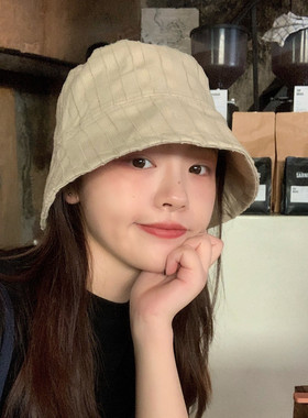 丁走走自留/ins风韩版复古百搭渔夫帽女春夏遮阳水桶帽显脸小盆帽