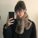 丁走走2025新款 保暖防寒护颈复古小围巾 仿皮草交叉毛毛围脖女冬季