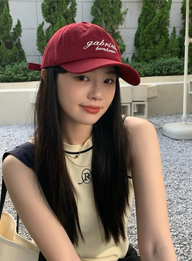 丁走走复古美式字母刺绣鸭舌帽子女韩版百搭显脸小棒球帽遮阳帽潮