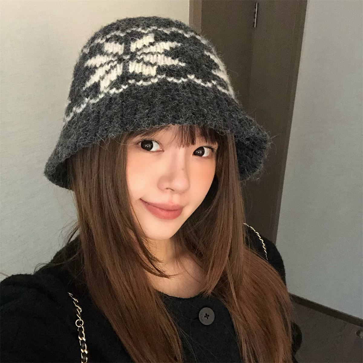 丁走走费尔岛含羊毛针织渔夫帽