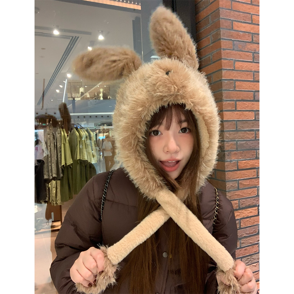 会动耳朵的小狗帽！加绒雷锋帽