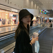 丁走走素颜遮脸百搭麂皮绒渔夫帽子女春秋显脸小纯色水桶盆帽男潮