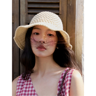 丁走走2026新款镂空显脸小防晒渔夫帽子女夏季出游度假遮阳帽草帽