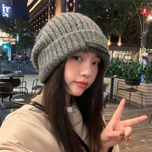 丁走走帽子女大头围百搭毛线帽