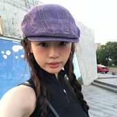 不易撞款 高品质古着千禧风贝雷帽子女显脸小鸭舌帽 紫色前进帽