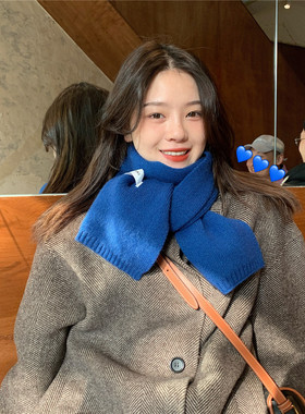 丁走走韩版ins保暖纯色围巾女秋冬季百搭时尚学生针织围脖男新款