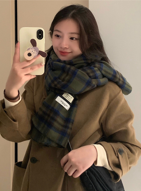 丁走走韩版软糯格子围巾女冬季