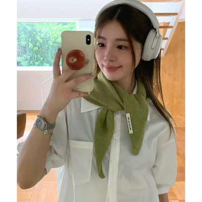 松弛感！纯色百搭含羊毛三角巾