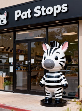 定制卡通斑马玻璃钢雕塑摆件