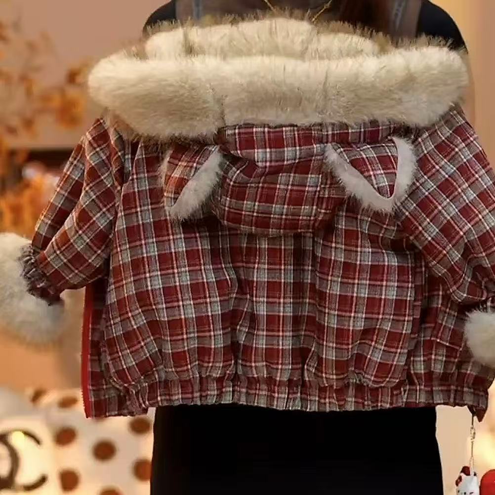 儿童棉衣2025新款冬装女童保暖加厚加绒洋气棉服男童带帽韩版外套