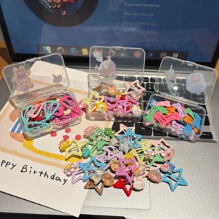 可爱宝宝五角星卡通配饰bb夹糖果色儿童水滴发夹骨头荧光发饰边夹