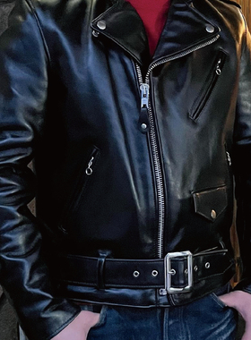 Schott 613 Onestar斜拉机车皮衣真皮牛皮美式机车皮衣防风