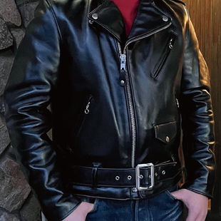 Schott 613 Onestar斜拉机车皮衣真皮牛皮美式机车皮衣防风