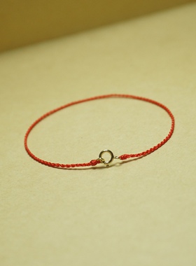 手编极细包金弹簧本命年红绳定制