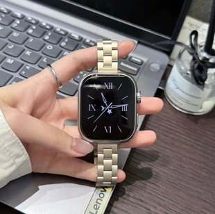 适用iwatchs9手表带s11女生小众金属ApplewatchSE高级感s8/7/6/5
