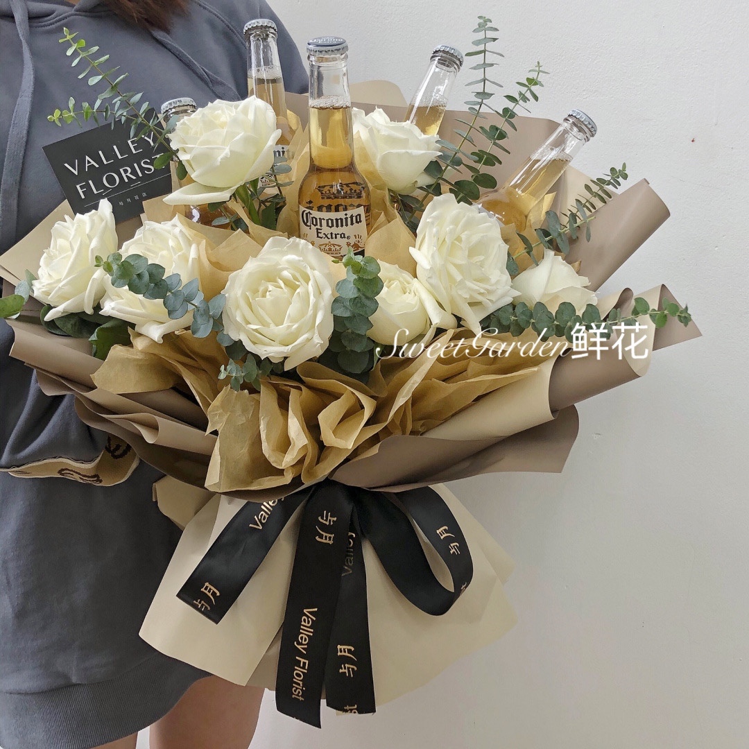 开学教师节网红创意鲜花啤酒花束同城配送广州长沙