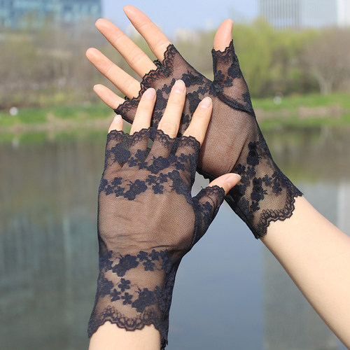 当季新品弹力蕾丝女手套