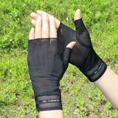 半指女士手套薄款 弹力防晒透气半截开车键盘蕾丝舞蹈礼仪穿搭薄