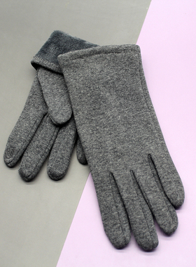 手套秋冬男加绒加厚保暖触摸屏分指摩托车骑车开车学生棉防寒黑灰