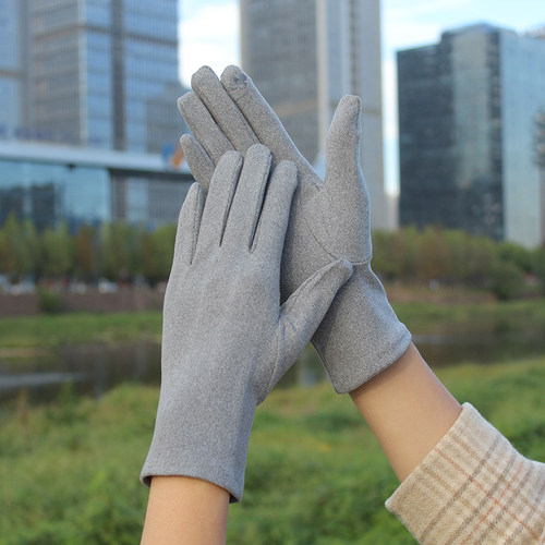 德绒弹力左右食指触屏保暖手套
