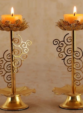 酥油灯灯座合金祥云佛前莲花灯