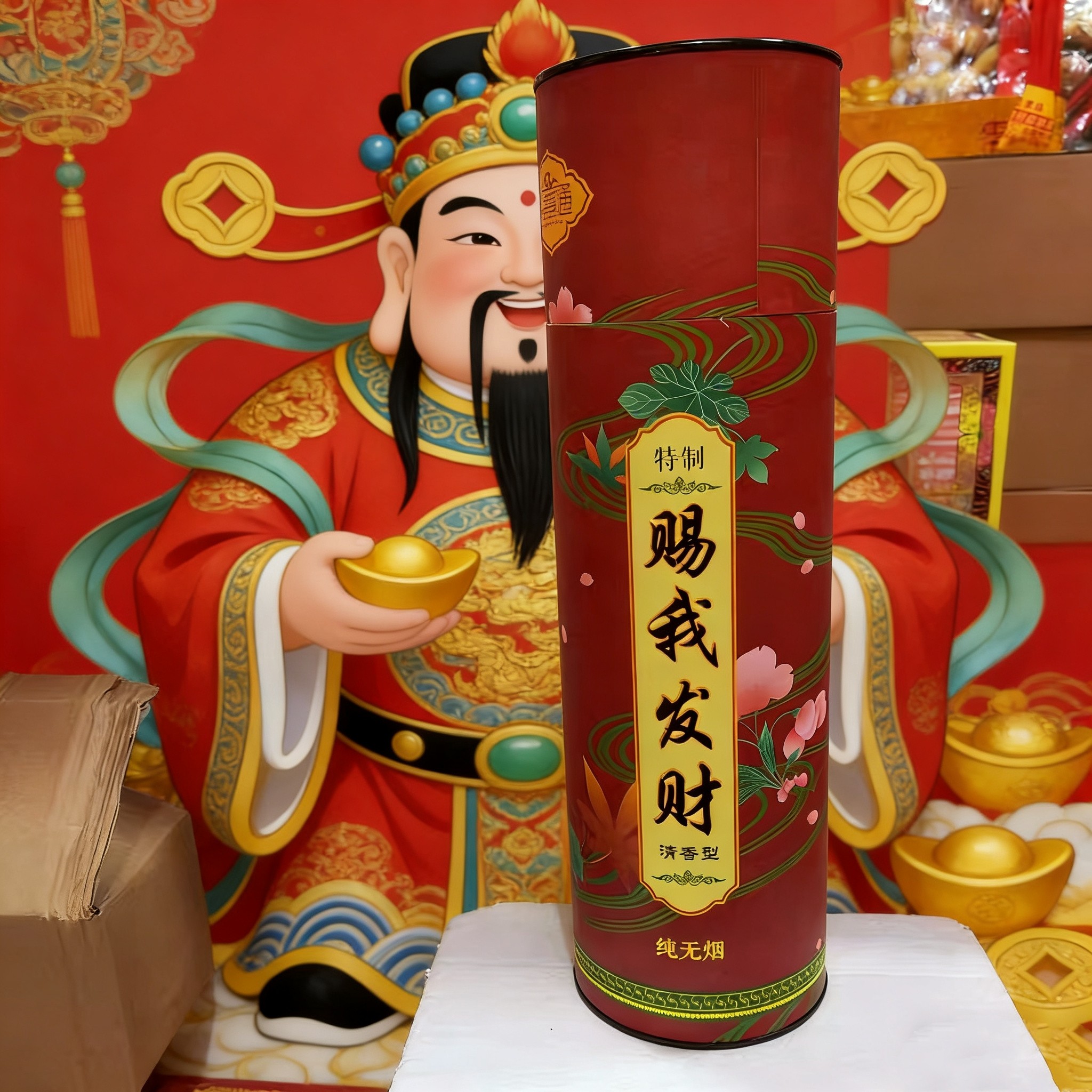 家用财神香 正檀香观音莲花大圆筒竹签香本色家用供奉无烟关公香