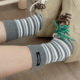 2025秋冬新款 起步韩袜 条纹袜子女长袜miu风布标堆堆中筒长袜