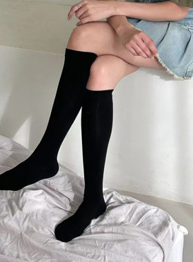 韩国吸汗女棉显瘦中筒袜小腿袜潮