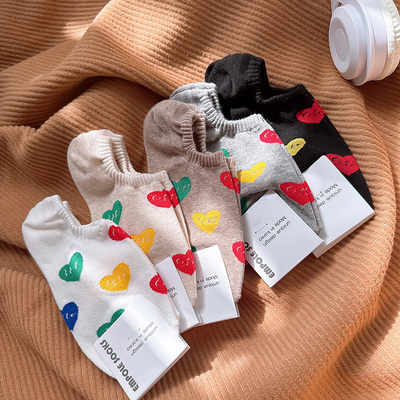 EMPOLE韩国低帮夏女防滑爱心船袜