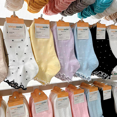 kikiya甜美吸汗春夏女木耳边短袜