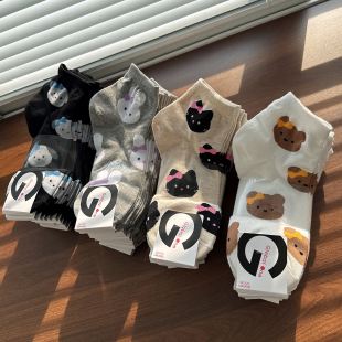 韩国进口现货袜子女东大门2026春夏季 吸汗棉袜可爱卡通短筒袜 新款